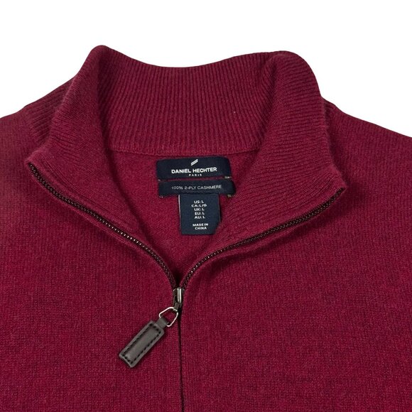 Daniel Hechter Mans 100% Cashmere Sweater SZ L Mock Neck Burgundy Academia - Picture 6 of 11